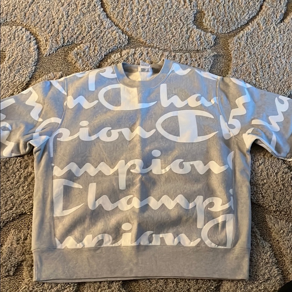 Champion Gray and White Logo Sweatshirt